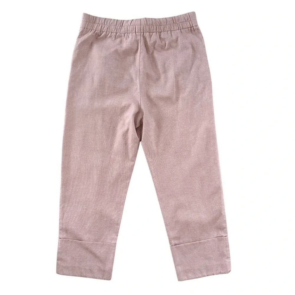 Zara Cotton Blend Cropped Pants Size M Cuffed Wide Hem Ankle Dusty Pink Coastal